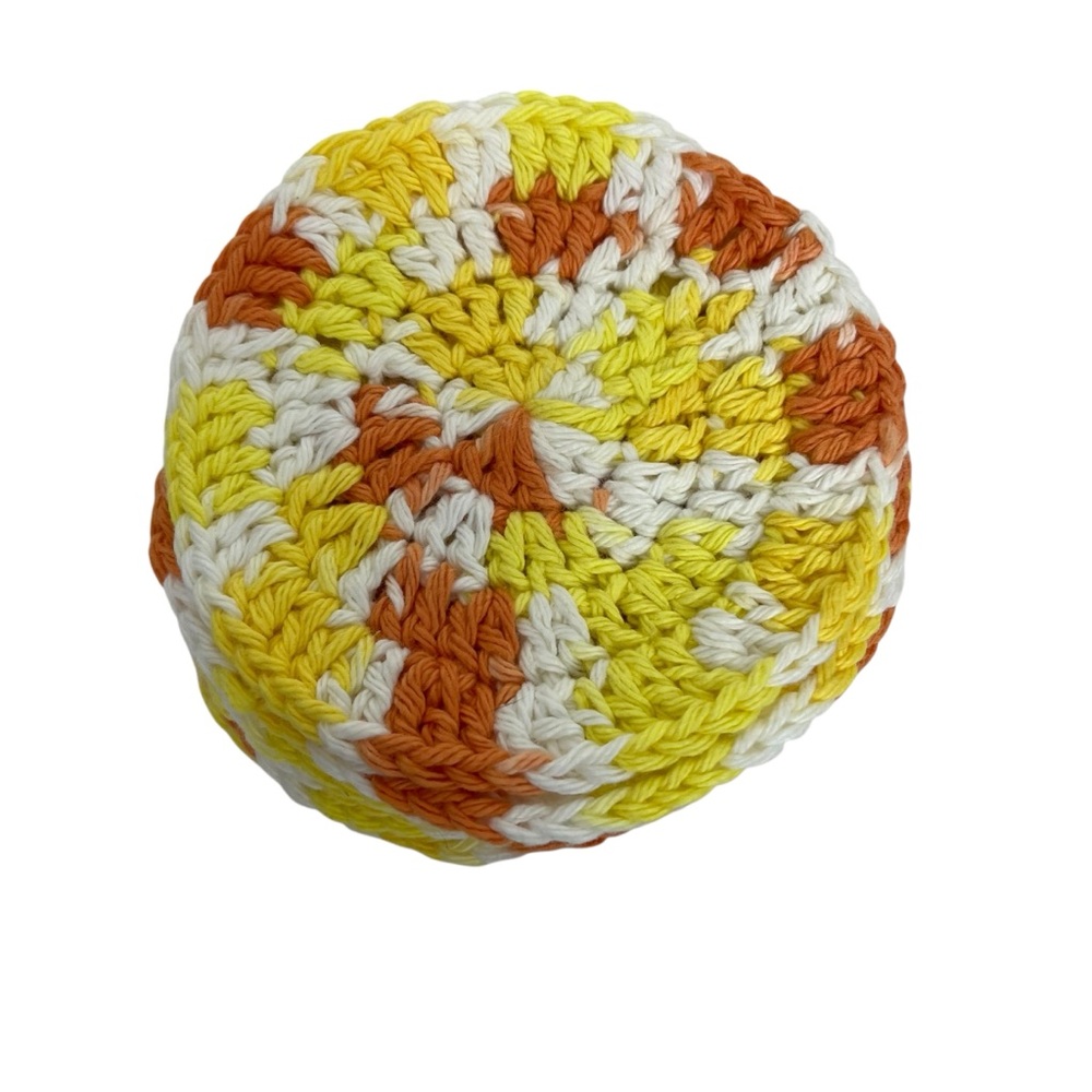 Handmade Crocheted Cotton Round Coasters Yellow Orange White
